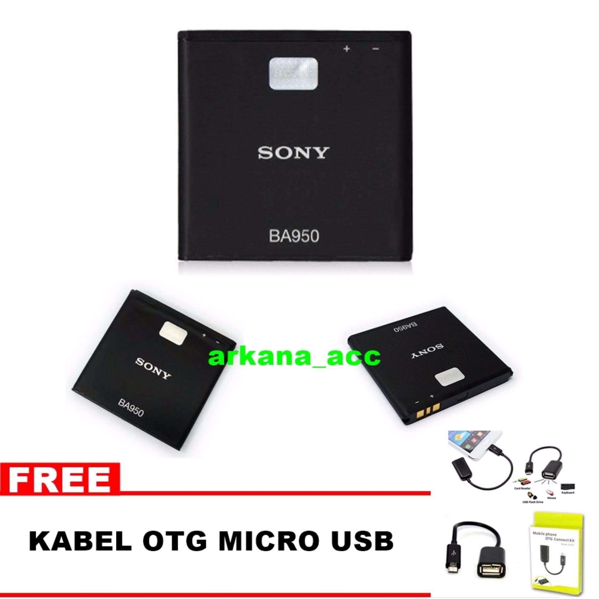 Sony Baterai BA950 For Xperia ZR Original Nonpacking + Bonus Kabel OTG Micro Usb