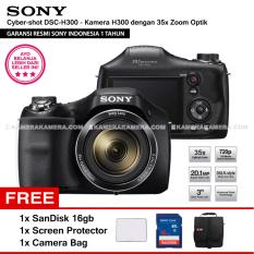 SONY Cyber-shot DSC-H300 Digital Camera H300 (Resmi Sony) 20.1MP 35x Zoom + SanDisk 16gb + Screen Protector + Camera Bag