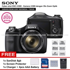 SONY Cyber-shot DSC-H300 Digital Camera H300 (Resmi Sony) 20.1MP 35x Zoom + SanDisk 8gb + Screen Protector + Charger + 4pcs AA Battery