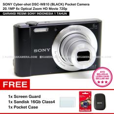 Sony Cyber-Shot Dsc-W810 (Black) Pocket Camera 20.1Mp 6X Optical Zoom Hd Movie 720P + Screen Guard + Sandisk 16Gb + Pocket Case(Black)
