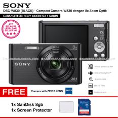 SONY Cyber-shot DSC-W830 Compact Camera W830 (BLACK) Zeiss Lens 20.1 MP 8x Optical Zoom HD Movie 720p - Resmi Sony + SanDisk 8gb + Screen Protector