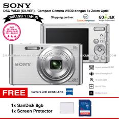 SONY Cyber-shot DSC-W830 Compact Camera W830 (SILVER) Zeiss Lens 20.1 MP 8x Optical Zoom HD Movie 720p - Garansi 1th + SanDisk 8gb + Screen Protector