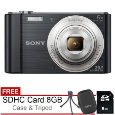 Sony DSC W810 - 20.1MP - Hitam + Gratis SDHC 8GB + Case + Tripod