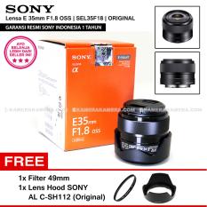 SONY E 35mm f/1.8 OSS Alpha E-mount Prime Lens SEL35F18 (Resmi Sony) + Sony Lens Hood + Filter 49mm