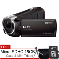 Sony Handycam HDR-CX240E - Hitam + MicroSD 16GB + Tas + Mini Tripod