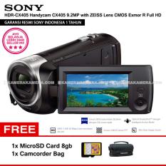 SONY HDR-CX405 Handycam CX405 9.2MP with ZEISS Lens CMOS Exmor R Full HD (Resmi Sony) + MicroSD Card 8gb + Camcorder Bag
