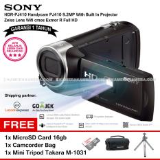 SONY HDR-PJ410 Handycam PJ410 9.2MP With Built In Projector Zeiss Lens Wifi cmos Exmor R Full HD (Garansi 1th) + MicroSD Card 16gb + Camcorder Bag + Mini Tripod Takara M-1031
