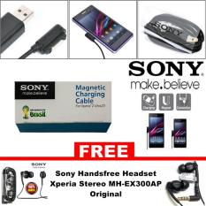 Sony Magnetic Charging Cable for Xperia Z1 / Z2 / Z3 / Z Ultra - Hitam + Sony Handsfree Headset Xperia Stereo MH-EX300AP Original - HItam