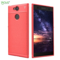 Sony Xperia XA2 Case, lenuo Leshen Mewah Redam Kejut Fleksibel Tpu Kulit Gandum Anti Gores Non-Slip Cangkang Pelindung Casing Belakang Tutup untuk Sony Xperia XA2- merah-Intl