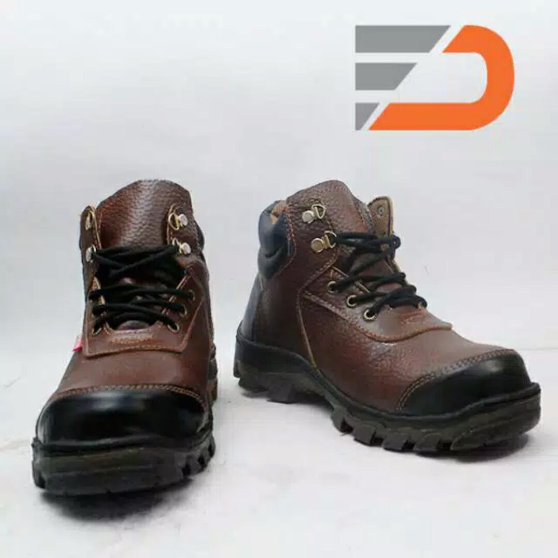 spartan - Sepatu Safety Boots / sepatu Pria Berkualitas Kulit Sapi Asli - Coklat