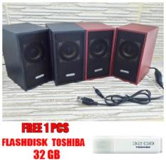 Speaker AKTIF FLECO F-016 / Speaker Mini HP dan Komputer F016 Free Flashdisk Toshiba 32 GB