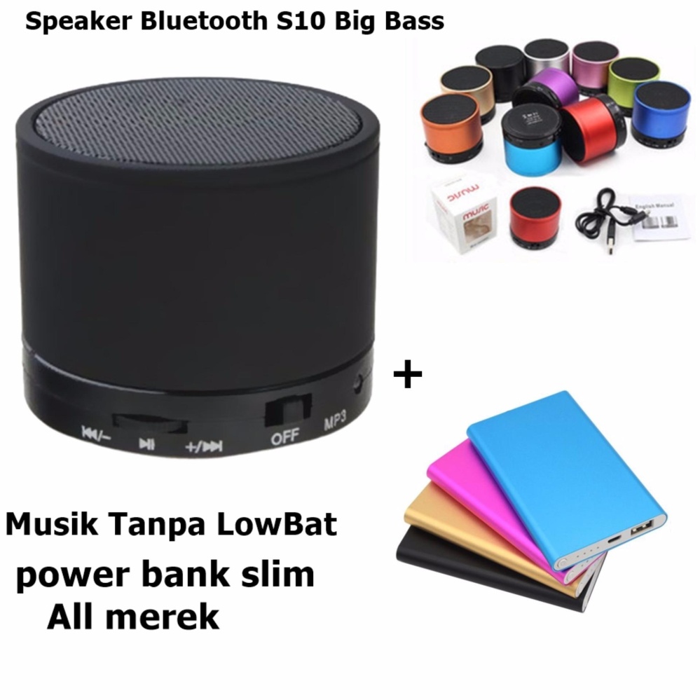 Speaker Bluetooth S10 Big Bass + Power bank slim