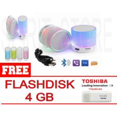 Speaker Mini Metal Bluetooth Handsfree Subwoofer Wireless Music Sound Box Support Micro SD / TF Card Audio Player ox Support SD Card - intl ( LED) + FREE Flashdisk 4GB TOSHIBA