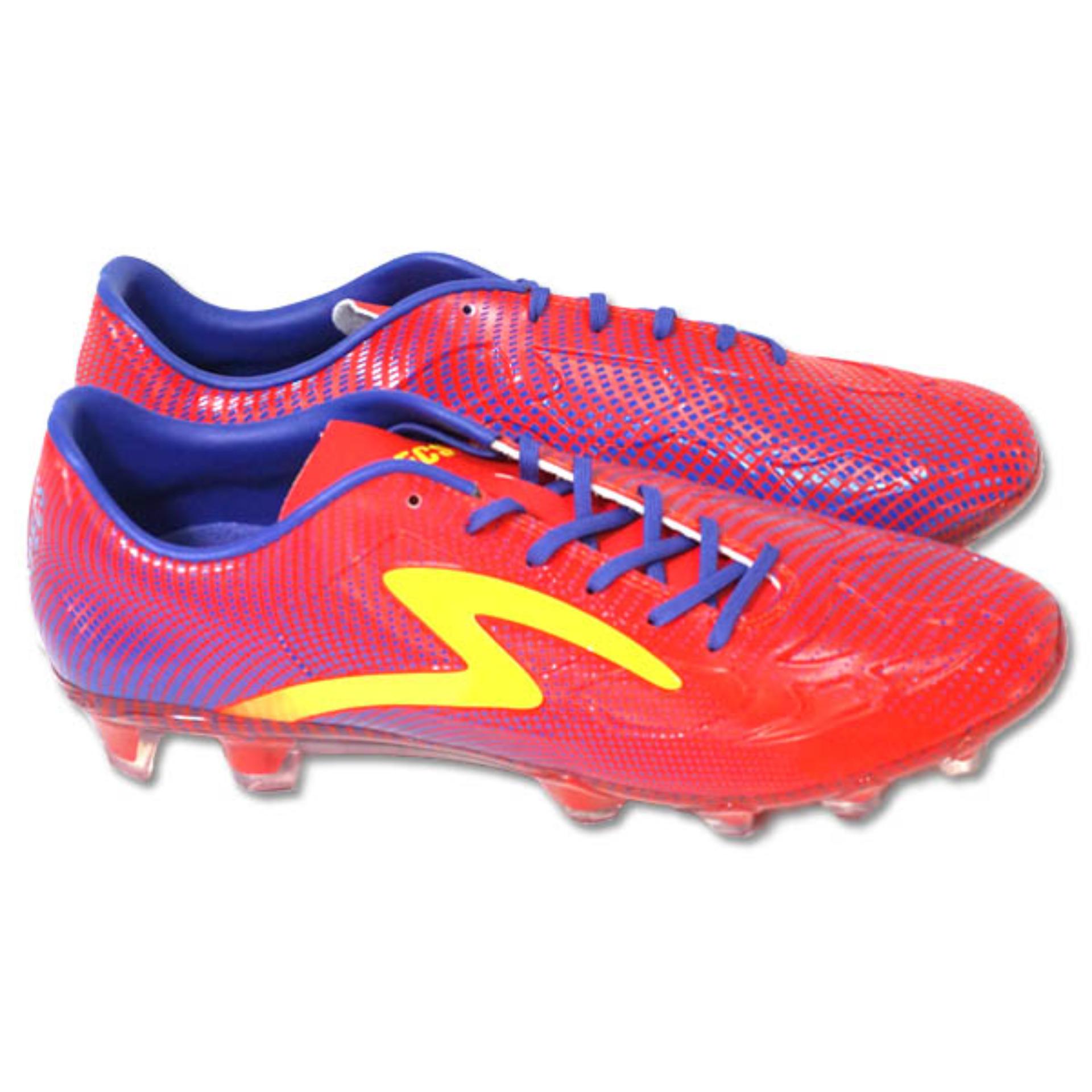 Specs Swervo Thunderbolt Emperor Red Naval Blue Spot Yellow Sepatu Sepak Bola