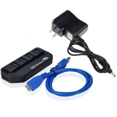 Kecepatan USB 3.0 HUB 4 Port Adaptor LED Indikator dengan Power Adapter untuk PC US-Intl