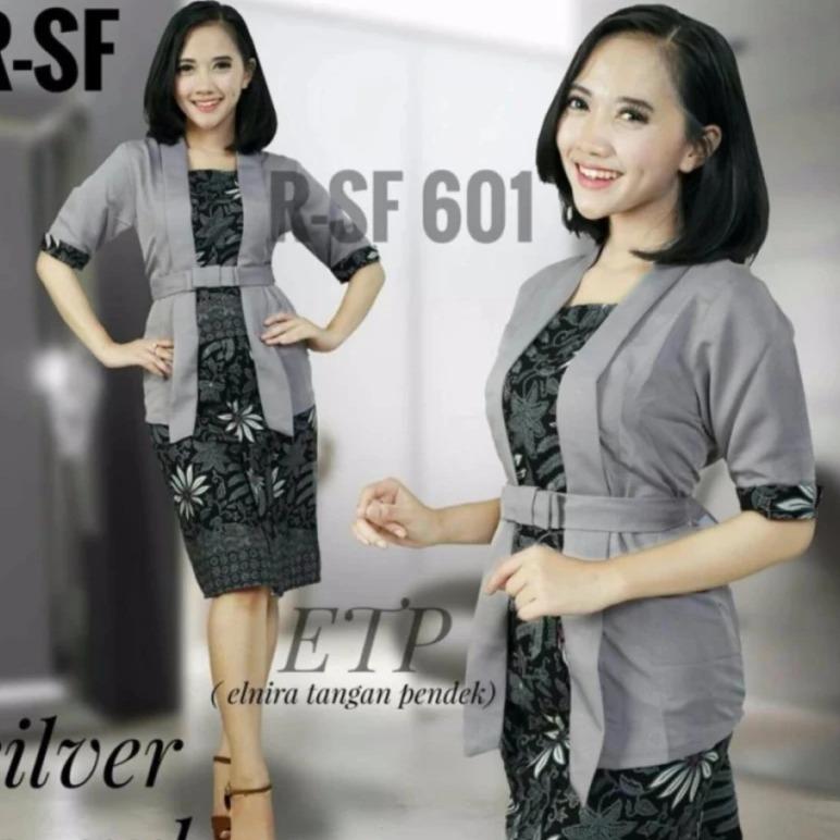 Stelan kebaya kutu baru & Rok Lilit. Elnira Lengan Pendek Fashion Wanita