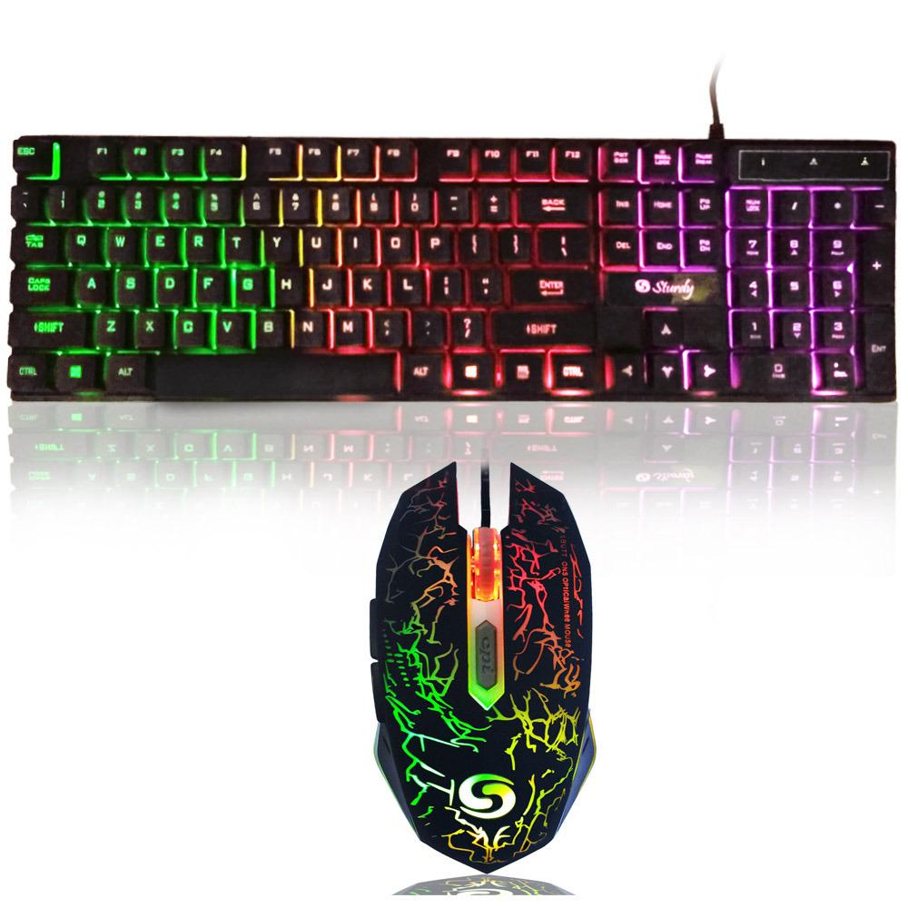 Sturdy Paketan TP822 Keyboard Semi Mechanical GM038 Mouse Gaming with LED - Hitam