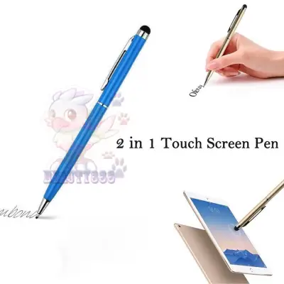 Stylus Pen 2in1 Aluminium High Sensitivity Capacitive Touch Pen Ballpoint For All Smartphone / Stylus Pen Universal 2in1 / Stylus Universal Bolpoint - Biru / Blue