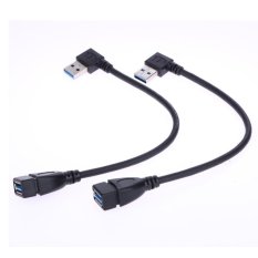 Super Speed USB 3.0 Laki-laki Ke Perempuan Kabel Ekstensi Sudut Kiri dan Kanan Hitam-Intl