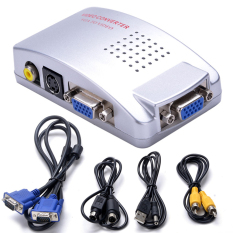 SuperCart VGA Ke AV Komposit Converter RCA S-video Adaptor Sinyal Switch Box PC Ke TV BARU