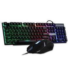 Ditangguhkan Light Emitting Backlight Game Komputer Keyboard Jenis Meja Wired Mechanical Tangan Mouse dan Keyboard Set Meal-Intl