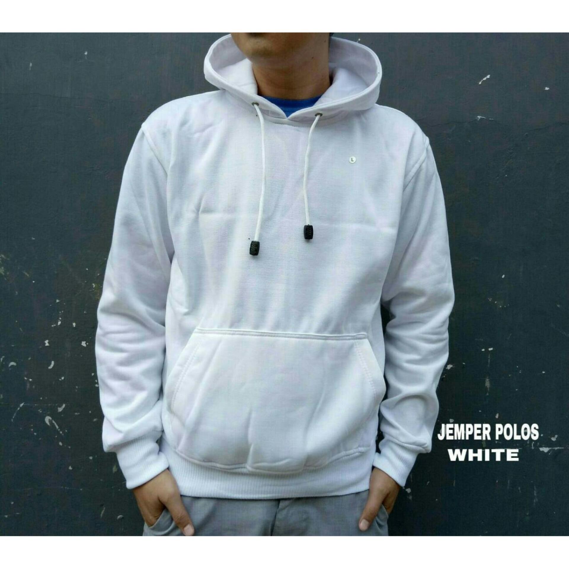 SW JAKET SWEATER HOODIE PRIA BEST SELLER PUTIH