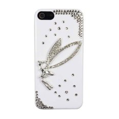 Sworld 3D BLING Berlian Imitasi dengan Sudut Perak Wing Hard Case untuk IPhone 5 5 S (Putih)-Intl