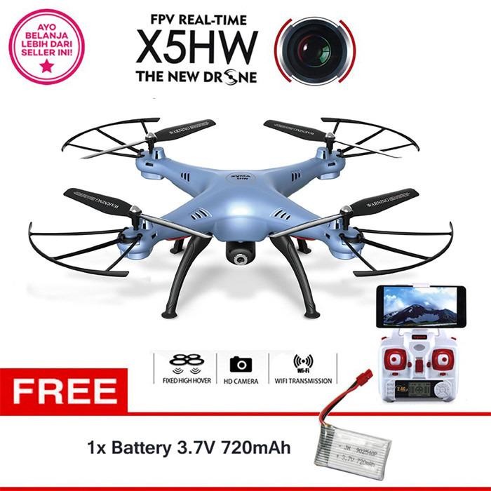 Syma Drone X5HW WIFI FPV Real Time (BLUE) HD 2.0MP Altitude hold + Battery SYMA 3.7V 720mAh Syma Drone X5HW WIFI FPV Real Time (BLUE) HD 2.0MP Altitude hold + Battery SYMA 3.7V 720mAh