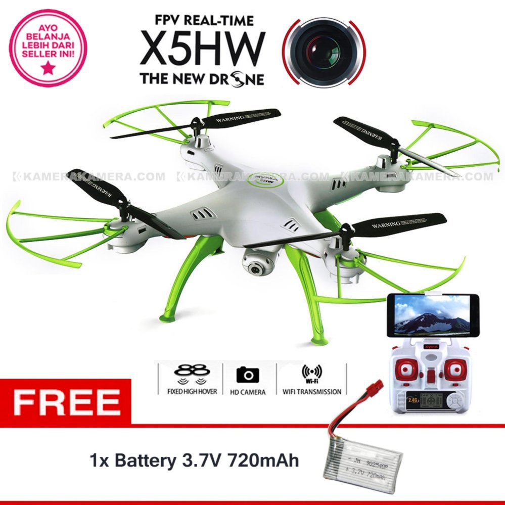 Syma Drone X5HW WIFI FPV Real Time (WHITE) HD 2.0MP Altitude hold + Battery SYMA 3.7V 720mAh Syma Drone X5HW WIFI FPV Real Time (WHITE) HD 2.0MP Altitude hold + Battery SYMA 3.7V 720mAh