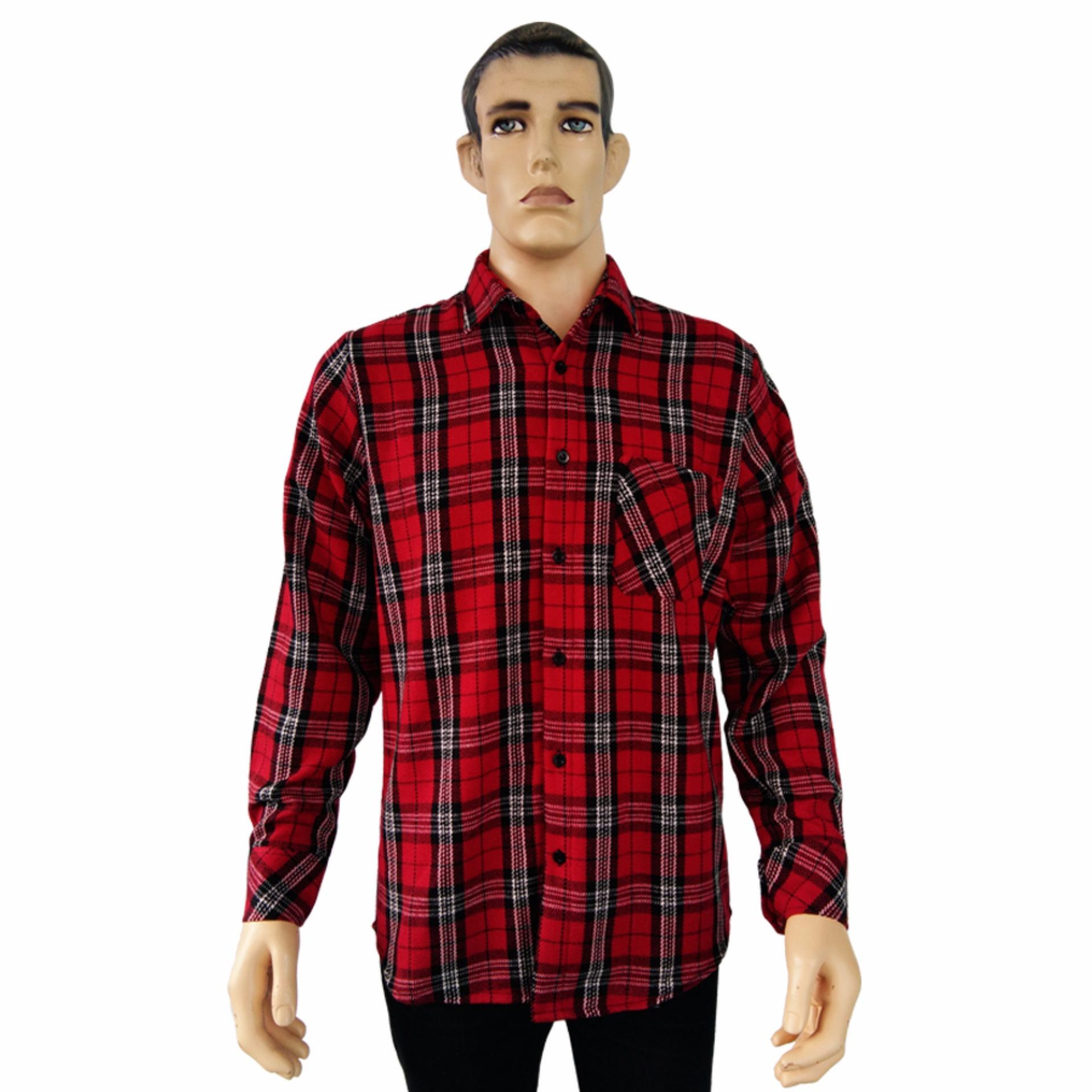 T-Shirt Glory Kemeja Flanel Kemeja Kerja Pria & Wanita kemeja Flanel Adaline Red - 063