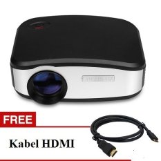 T4shops C6 CHEERLUX mini LED projector 800x480 pixels 1200 lumens Home theater + TV Tunner + Gratis HDMI - Hitam