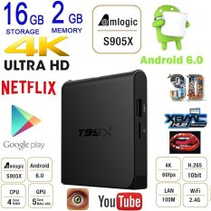 T95X 2g 16g TV Box Android 6.0 Marshmallow Amlogic S905X 64bit Quad Core XBMC Kodi 16.1 Ultra HD 4 K 60fps H.265 dengan WiFi DLNA Streaming Media Player Smart Set Top Box-Intl
