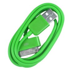 Taff Normal Round Charging SYNC Data 30pin for iPhone 4 Cable 1m - Hijau