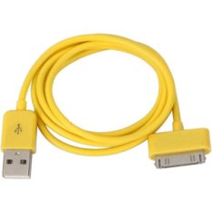Taff Normal Round Charging SYNC Data 30pin for iPhone 4 Cable 1m - Kuning