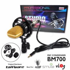 Taffware Mikrofon Kondenser Studio dengan Shock Proof Mount Mic BM700 - Hitam