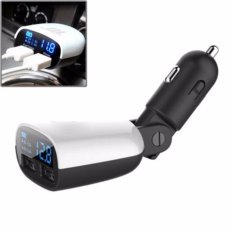 Taffware Smart Car Charger Dual USB with LCD Charge Gadget Smartphone Handphone Tablet di Mobil Tahan Lama Tidak Merusak HP 2 USB Port Socket Cas Tegangan 1A 2.1A Casan Isi Ulang Daya Baterai Cepat Fast Charging Aksesoris Interior Mobil - Putih