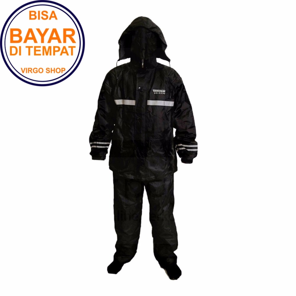 Takachi Jas Hujan 2 Rangkap Raincoat Original Bahan Tebal Seperti Axio - Hitam