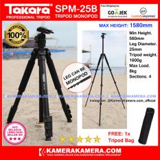 TAKARA SPM-25B Photo / Video Professional Tripod Monopod SPM 25B - Max Height 1580mm Free Tripod Bag for DSLR Mirrorless Camera Canon Nikon Sony Fujifilm Panasonic and Action Camera GoPro Brica Xiaomi Yi Kogan and SmartPhone iPhone Samsung