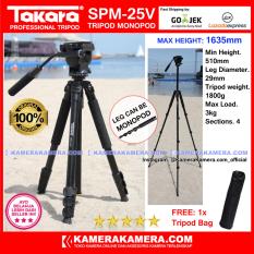 TAKARA SPM-25V Photo / Video Professional Tripod Monopod SPM 25V - Max Height 1635mm Free Tripod Bag for DSLR Mirrorless Camera Canon Nikon Sony Fujifilm Panasonic and Action Camera GoPro Brica Xiaomi Yi Kogan and SmartPhone iPhone Samsung