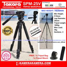 TAKARA SPM-25V Photo / Video Professional Tripod Monopod SPM 25V Max Height 1635mm Free Tripod Bag + Tripod Mount for DSLR Mirrorless Camera Canon Nikon Sony Fujifilm Panasonic and Action Camera GoPro Brica Xiaomi Yi and SmartPhone iPhone Samsung