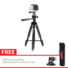 Takara Tripod ECO 173A For SJCAM SJ4000/SJ5000 - Hitam + Gratis Tripod Mount + Tripod Bag