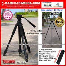TAKARA VIT-283 Photo / Video Professional Tripod VIT 283 Max Height 1710mm Free Tripod Bag for DSLR Mirrorless Camera Canon Nikon Sony Fujifilm Panasonic and Action Camera GoPro Brica Xiaomi Yi Kogan and SmartPhone iPhone Samsung