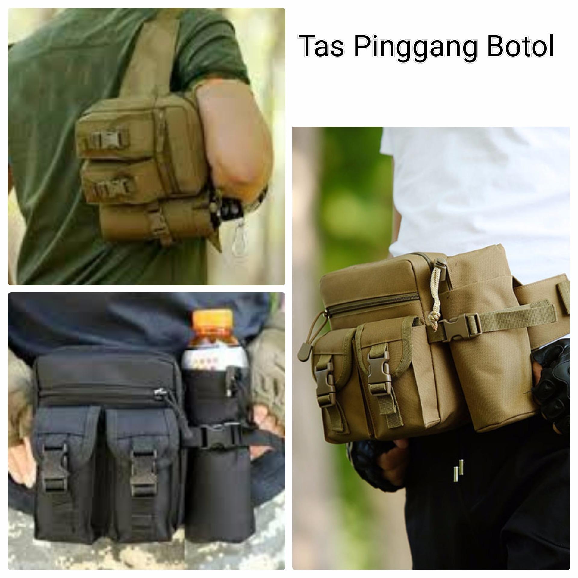 Tas Pinggang Botol Tactical Army - HITAM
