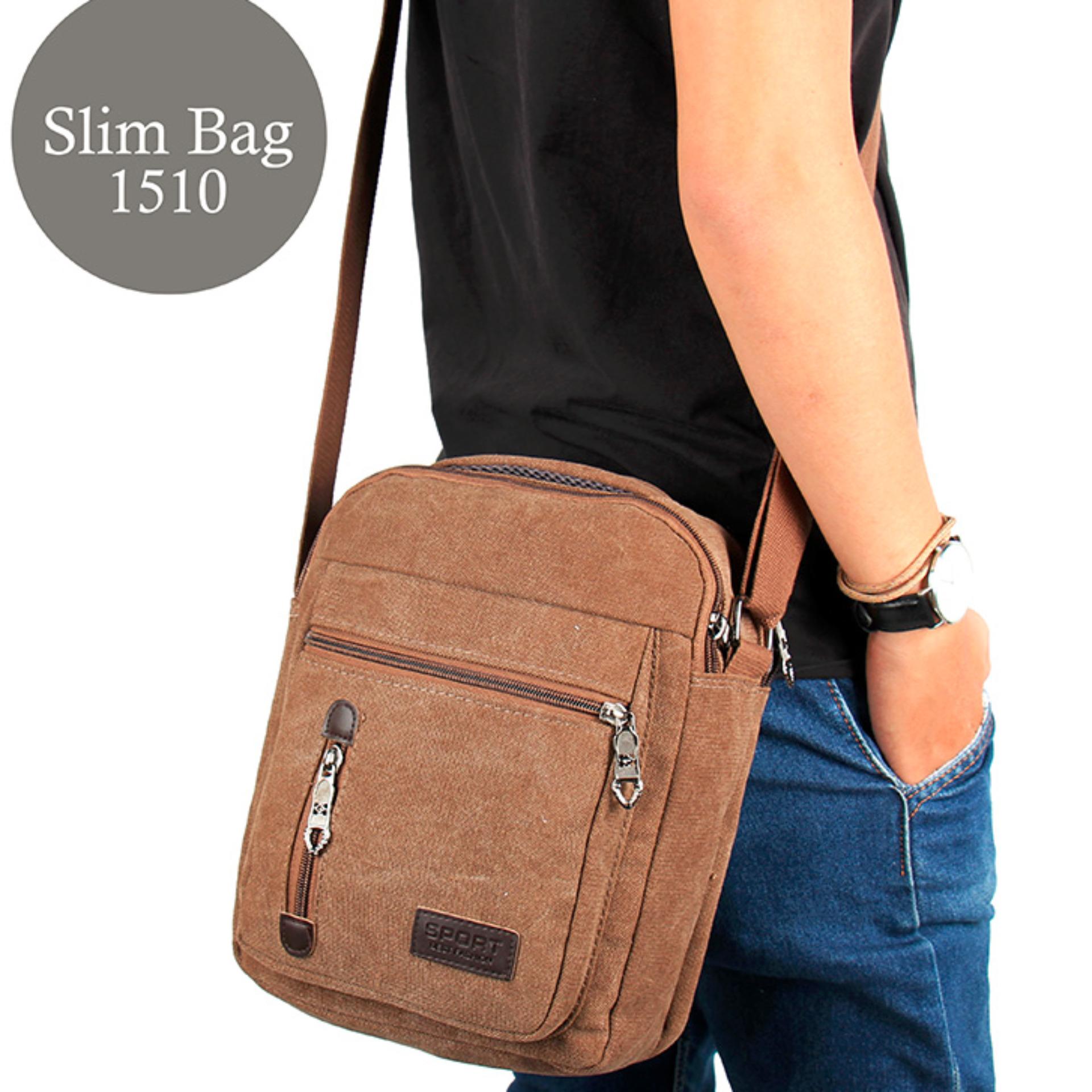 PENAWARAN PROMO Tas Selempang Pria Kanvas Import Vintage Messenger Tas Selempang Pria Kanvas Import Vintage Messenger Crossbody Bag Khaki