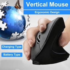 Tech Digital Gulir Endurance Nirkabel Mouse Optik Ergonomis Mouse 2.4G USB Vertikal Mouse Mouse Tinggi Presisi Dapat Disesuaikan Sensitivitas 1000 dpi dengan 6 Tombol-Mengurangi Sakit Tangan/Pergelangan Tangan (Pengisian) -Internasional