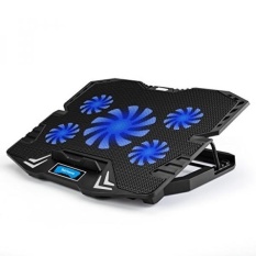 TekHome 5-Fan 12-15.6 Inch Laptop Cooling Pad, Cooler Gaming TERBAIK untuk Notebook Seperti Alienware, MACBOOK AIR, LED Blue Light, 5 Adjustable Heights, Braket Baja, 2 USB Port. (LTC002)-Intl