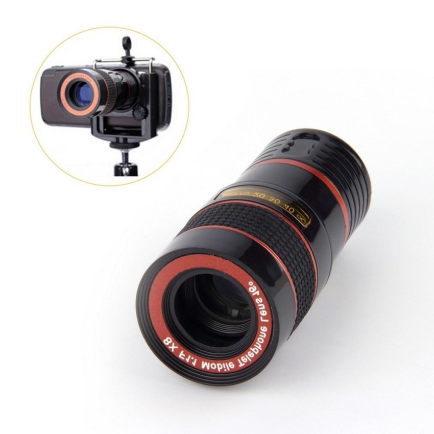 Teleskop Fokus Panjang Lensa Kamera untuk HP Universal Mount 8X Zoom Optik-Intl