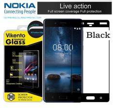 Tempered Glass Color Full Cover Screen Protector Film Guard For Nokia 6 - Black