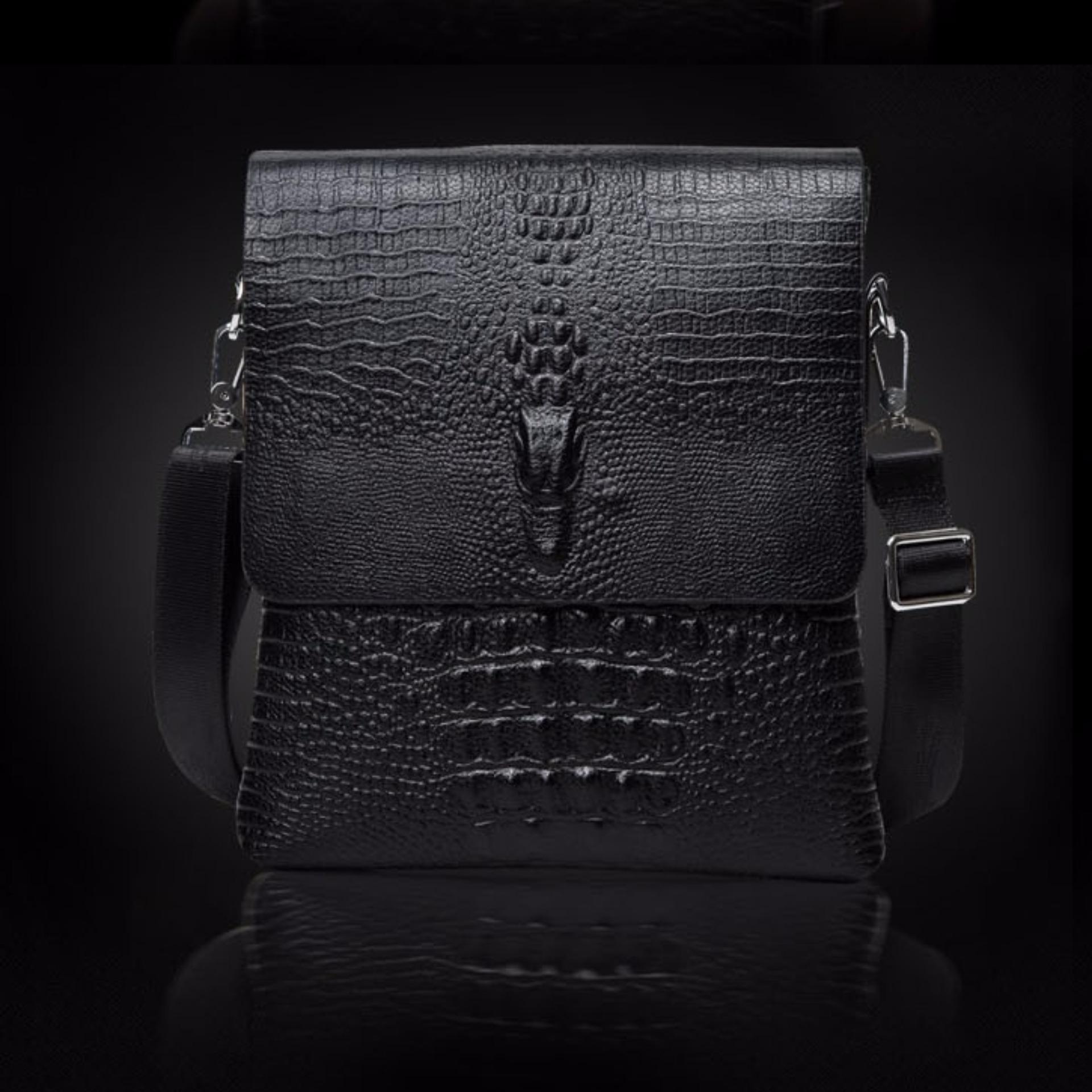 Terbaru Buaya Pola Shoulder Bag Tas Pria Pria Bisnis Tas Tas Messenger Pria Vertikal Bagian-Intl