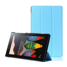 Tertipis dan Teringan Smart Kulit Tahan Lama Cover Case Stand untuk Lenovo Tab3 7 710F 710I (Biru Muda) -Intl